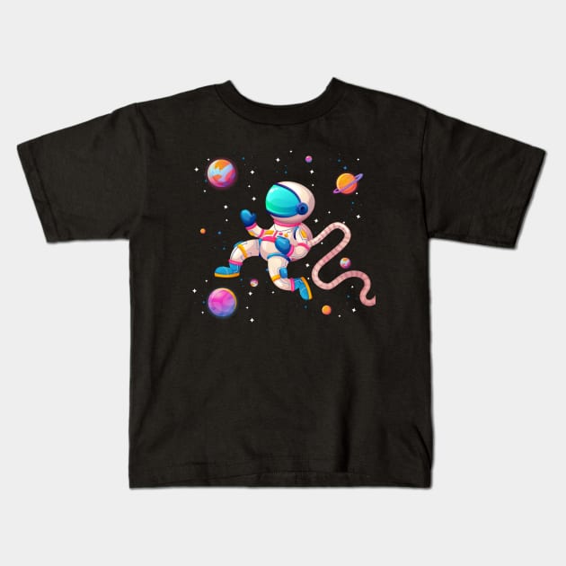 Astronaut In Space Kids T-Shirt by Mako Design 